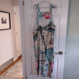 Dragonfly Print Straight Leg Coveralls